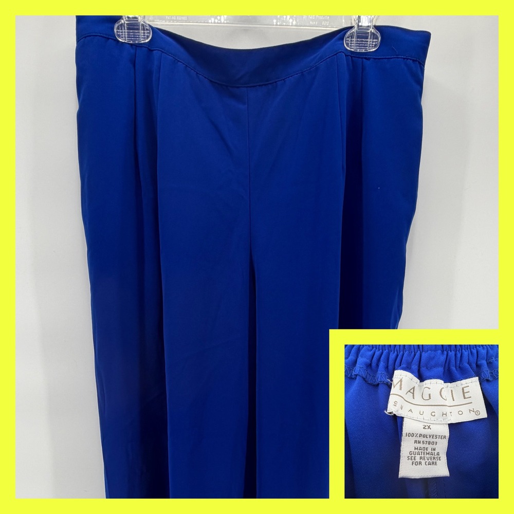 Maggie McNaughton Dress Pants Womens 2X Blue High Rise Elastic Back Trousers